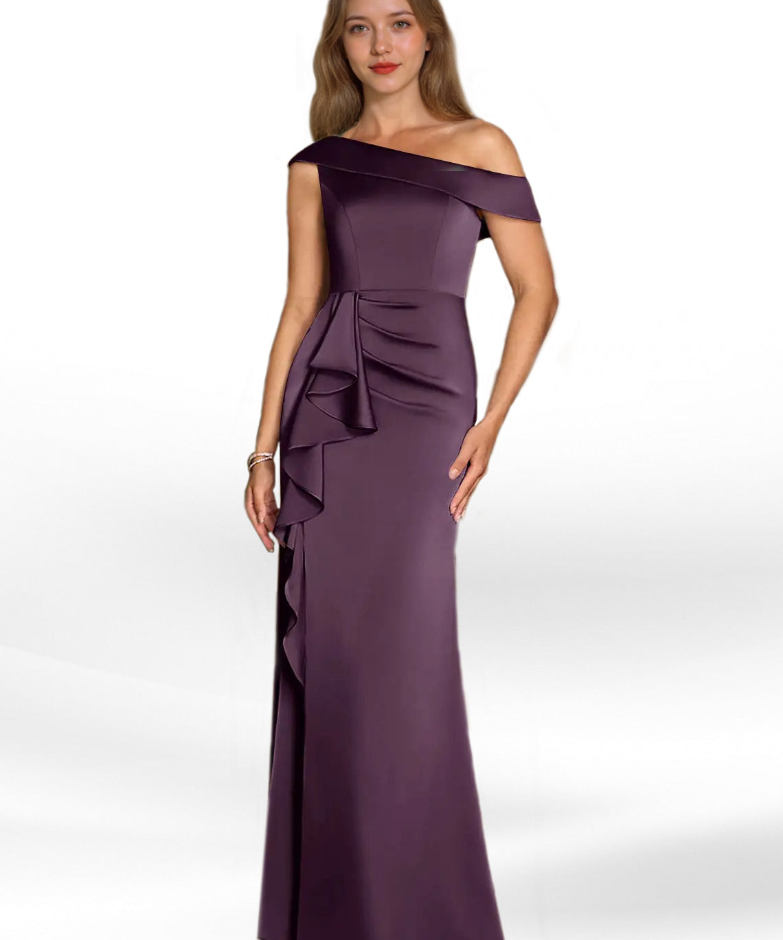 Augday Hamptons A-Line Pleated Stretch Satin Dress
