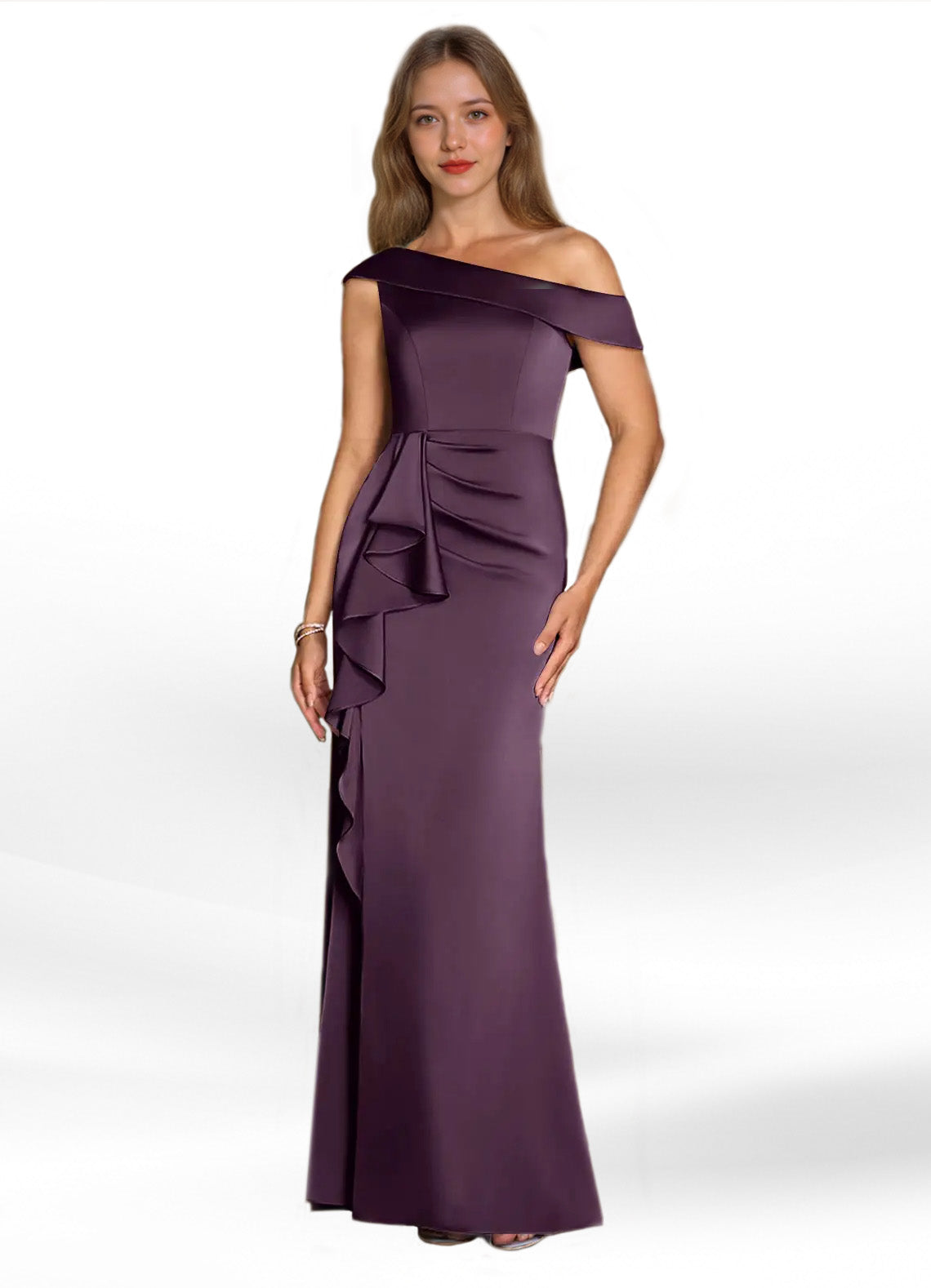 Augday Hamptons A-Line Pleated Stretch Satin Dress