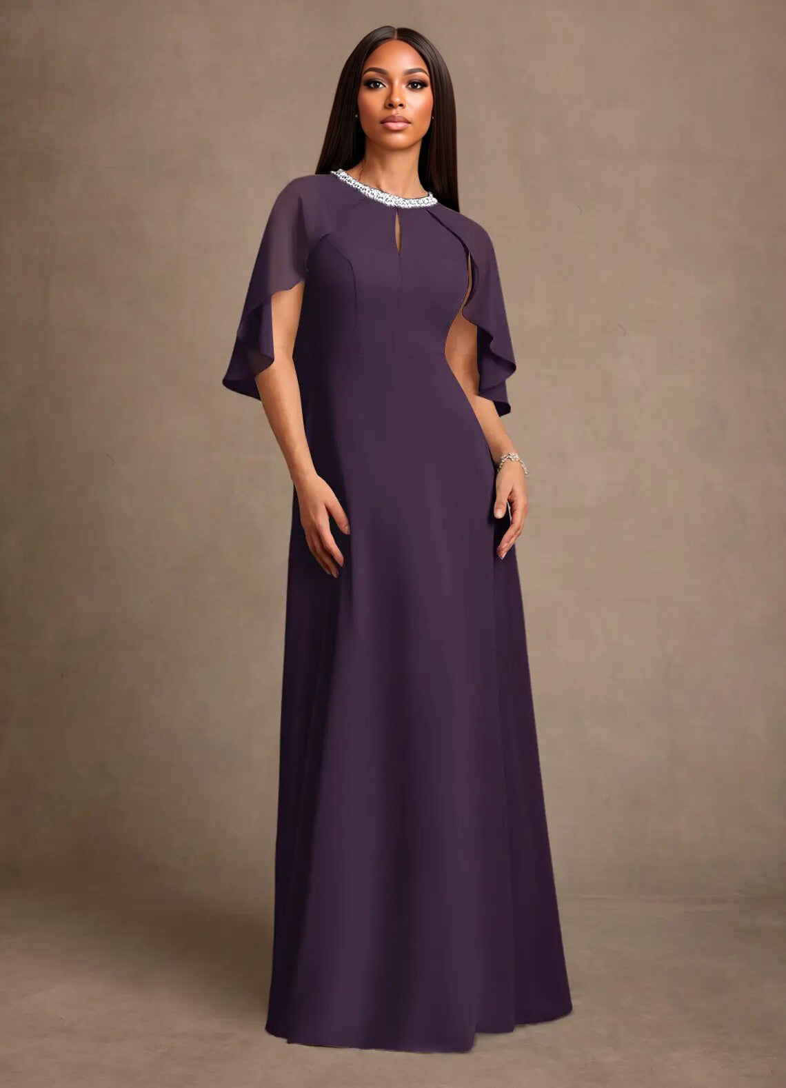 Augday Winnifred A-Line Beaded Chiffon Dress