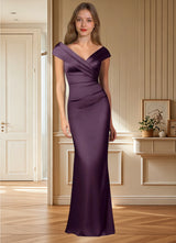 Augday Ludlow Mermaid Pleated Stretch Satin Dress