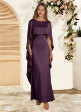 Augday Eli Sheath Boatneck Stretch Satin Dress
