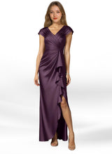 Augday Anderson A-Line Pleated Stretch Satin Dress
