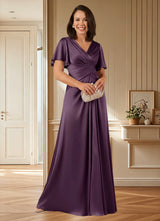 Augday Emmeline A-Line Pleated Stretch Satin Dress