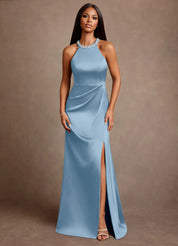 Augday Lawrence A-Line Pleated Stretch Satin Dress