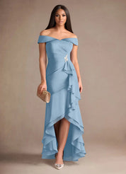 Augday Billings Mermaid Off the Shoulder Stretch Satin Dress
