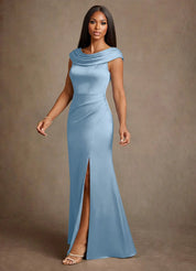 Augday Irvine A-Line Pleated Stretch Satin Dress