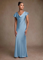 Augday Shelby Mother of the Bride Dresses Mermaid Pleated Stretch Satin Dress