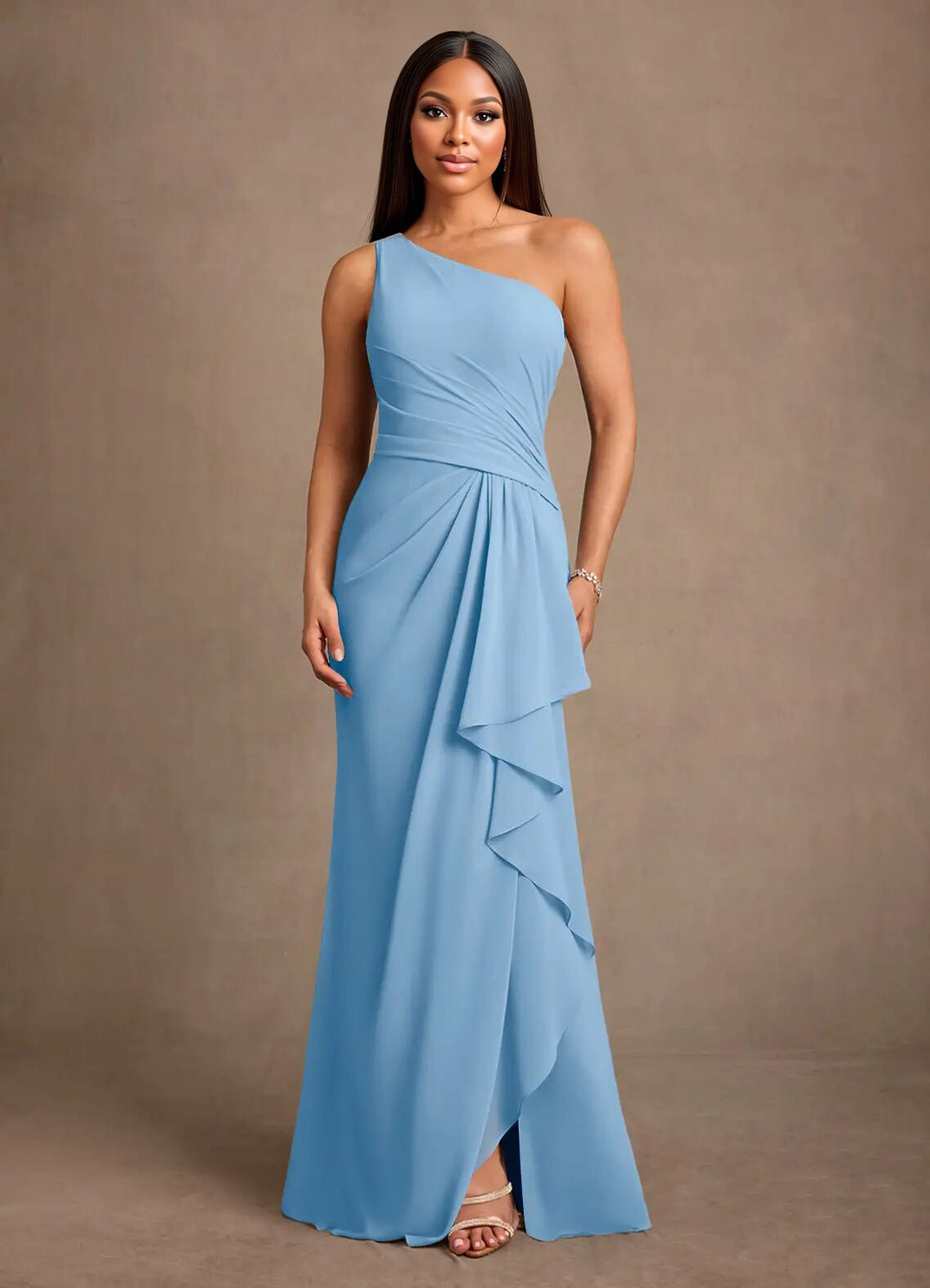 Augday Floy Sheath One Shoulder Chiffon Dress