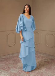 Augday OHara A-Line V-Neck Chiffon Dress