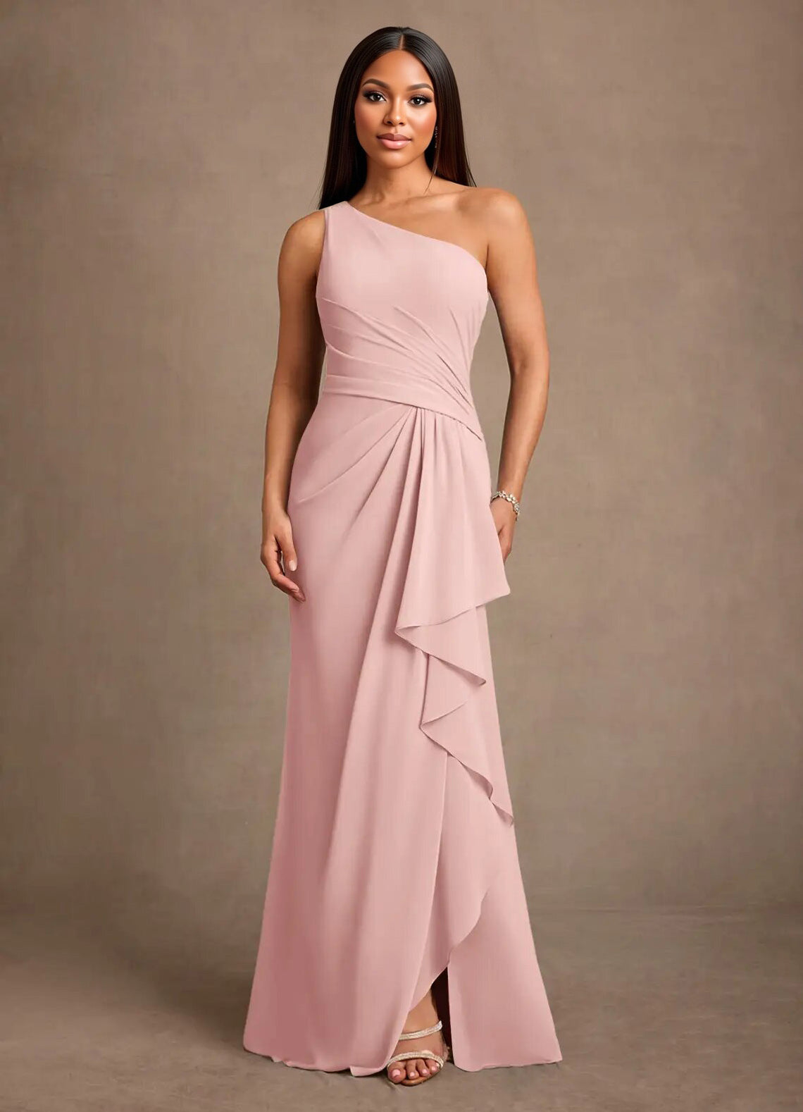 Augday Floy Sheath One Shoulder Chiffon Dress