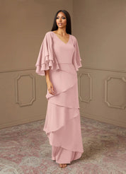Augday OHara A-Line V-Neck Chiffon Dress