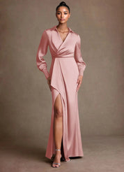 Augday Jacinta Sheath Pleated Stretch Satin Dress