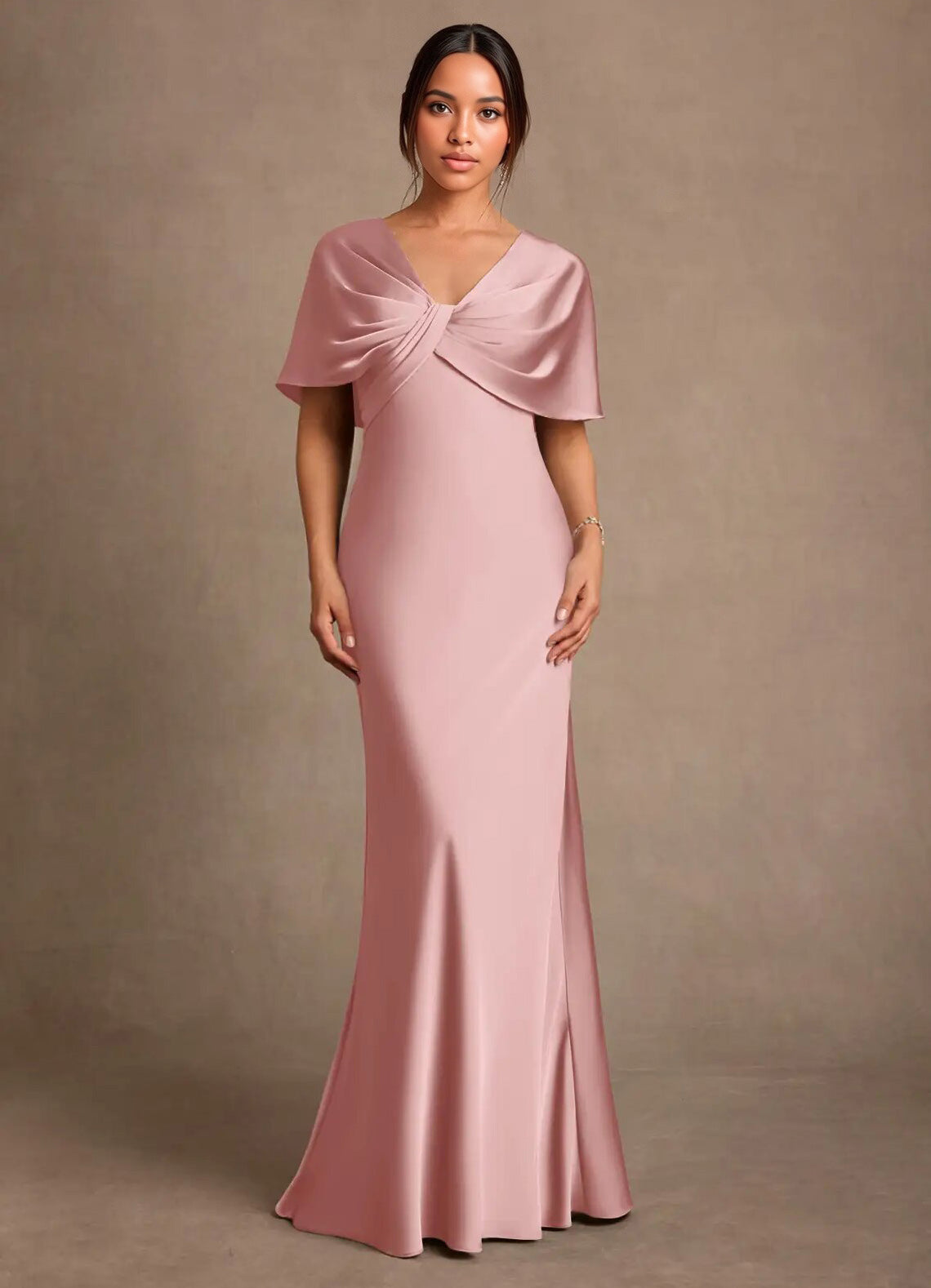 Augday Dosia Sheath Pleated Stretch Satin Dress