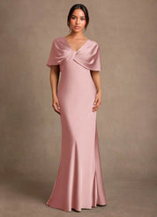 Augday Dosia Sheath Pleated Stretch Satin Dress