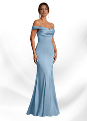 Augday  Mermaid Off the Shoulder Stretch Satin Dress