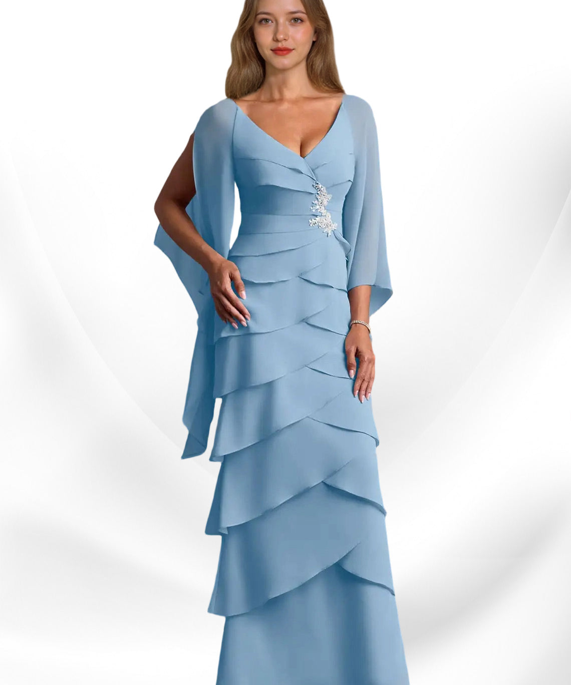 Augday Arabinda Sheath Ruched Chiffon Dress