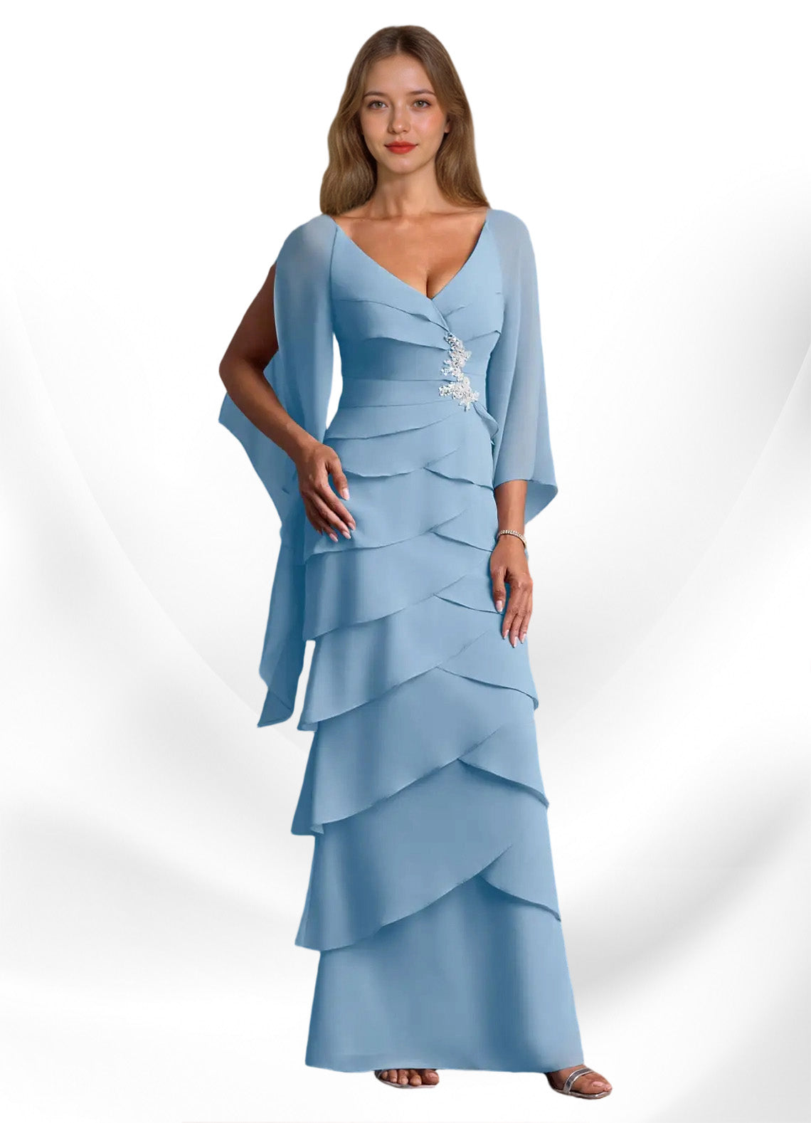 Augday Arabinda Sheath Ruched Chiffon Dress
