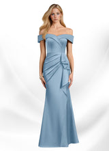 Augday Laredo Mermaid Off the Shoulder Stretch Satin Dress