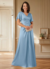 Augday Emmeline A-Line Pleated Stretch Satin Dress