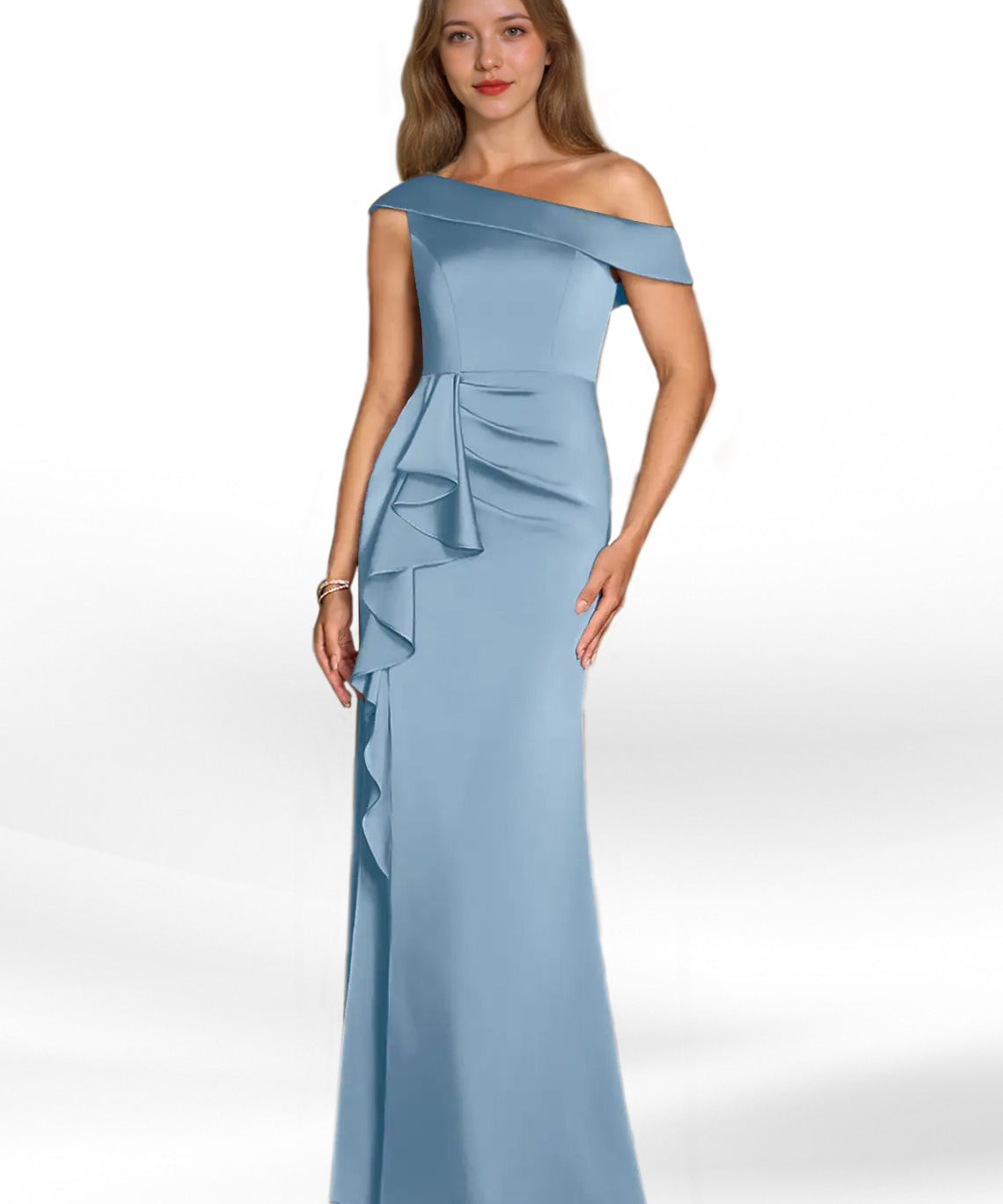 Augday Hamptons A-Line Pleated Stretch Satin Dress