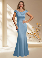 Augday Aberdeen Sheath Pleated Stretch Satin Dress