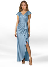 Augday Anderson A-Line Pleated Stretch Satin Dress