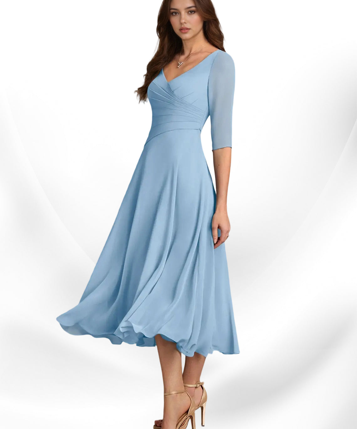 Augay Durant A-Line Pleated Chiffon Dress