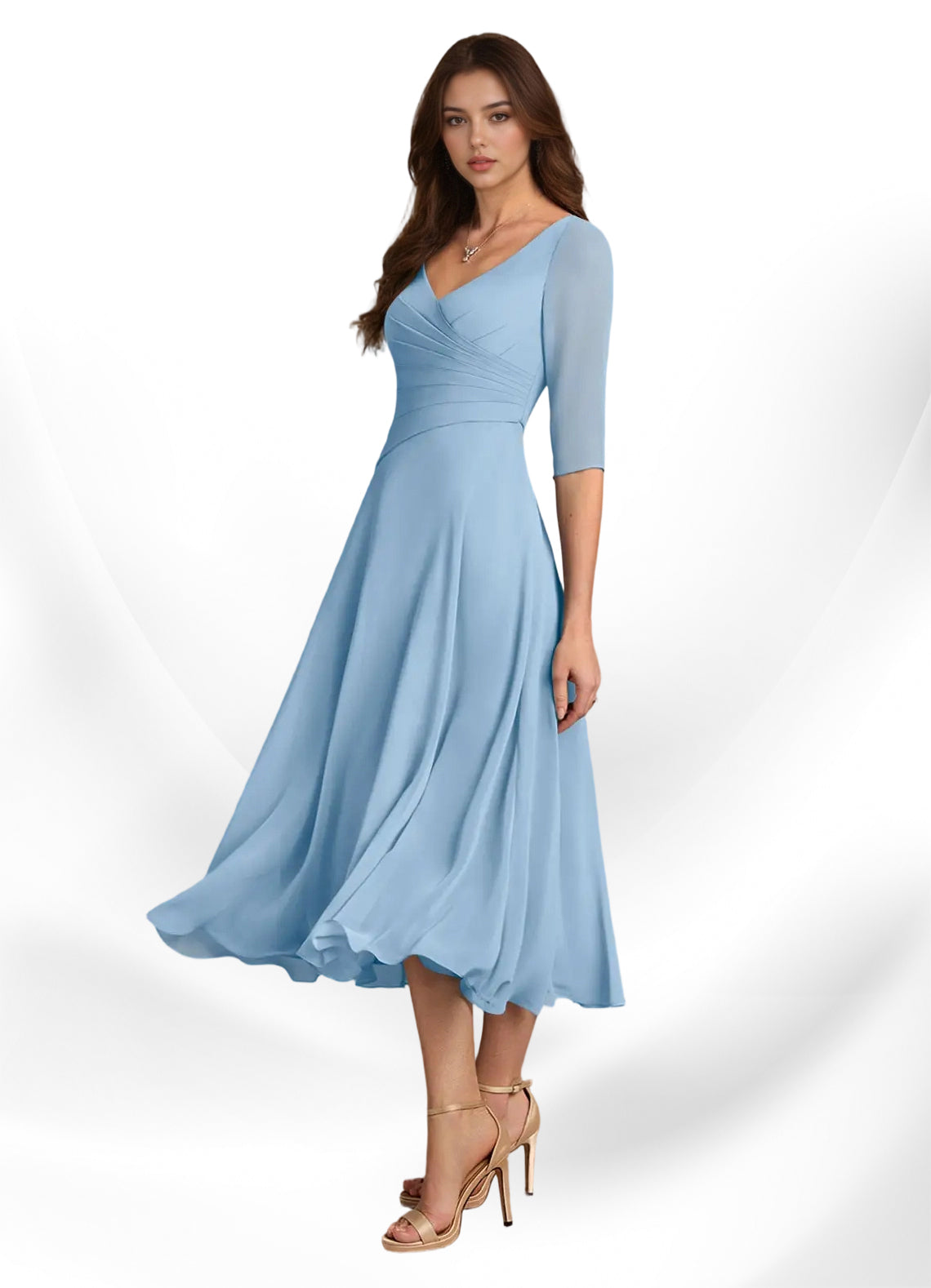 Augay Durant A-Line Pleated Chiffon Dress