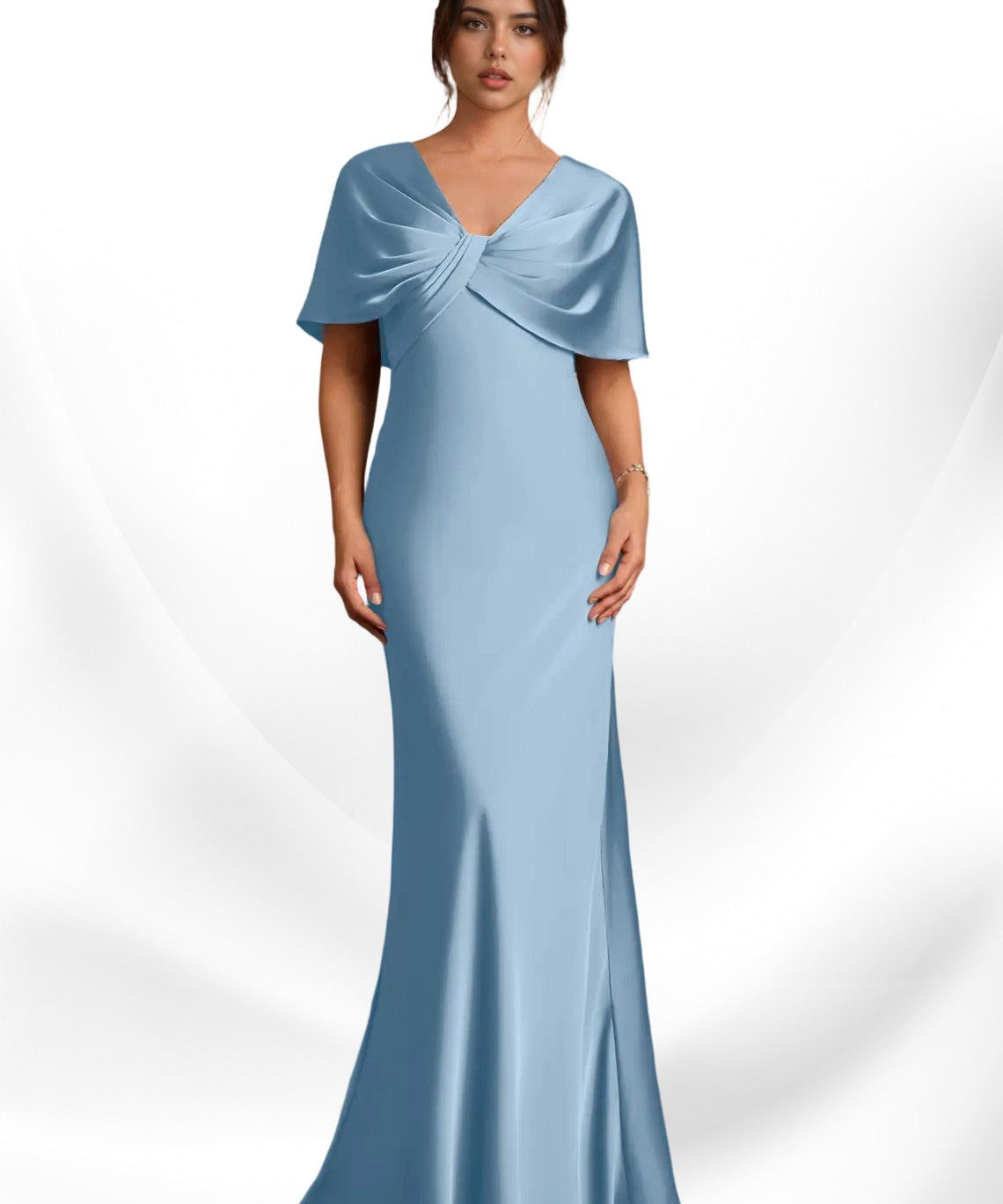 Augday Dosia Sheath Pleated Stretch Satin Dress