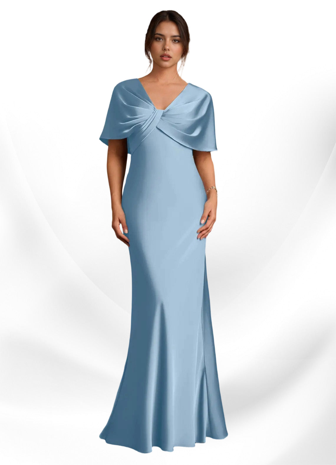 Augday Dosia Sheath Pleated Stretch Satin Dress