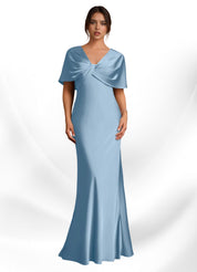 Augday Dosia Sheath Pleated Stretch Satin Dress