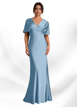 Augday Dosia Sheath Pleated Stretch Satin Dress