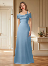Augday Amelia A-Line Off the Shoulder Stretch Satin Dress