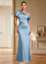 Augday Rutha Sheath One Shoulder Stretch Satin Dress