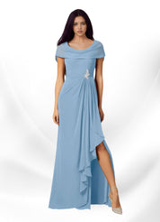 Augday Mary A-Line Side Slit Chiffon Dress