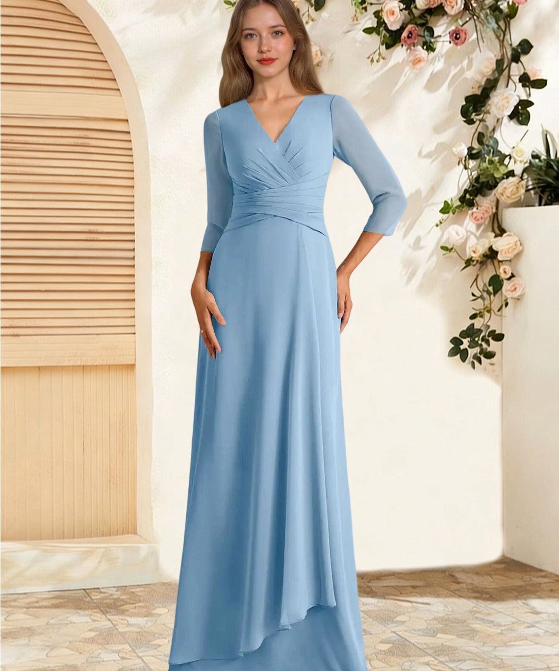 Augday Mayfield A-Line Pleated Chiffon Dress