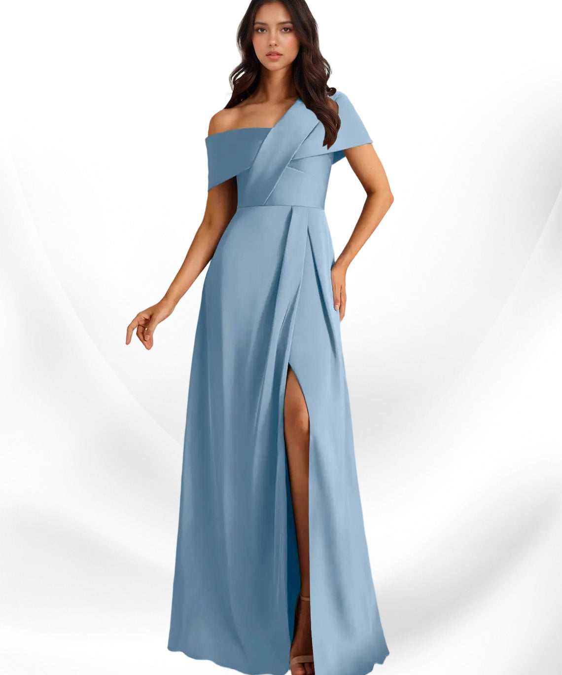 Augday Milton A-Line Pleated Stretch Satin Dress