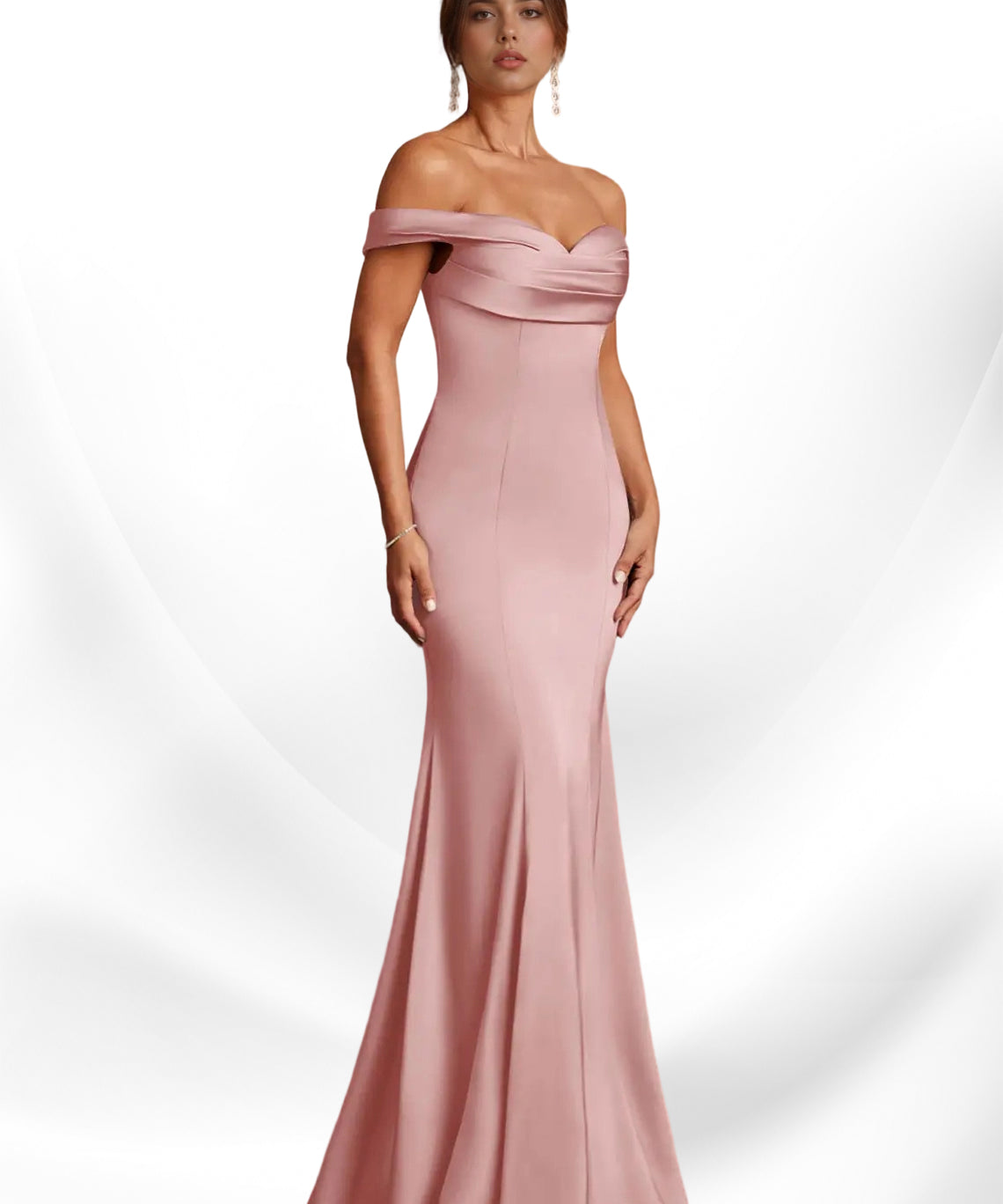 Augday  Mermaid Off the Shoulder Stretch Satin Dress