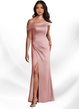 Augday Kamala Sheath One Shoulder Stretch Satin Dress
