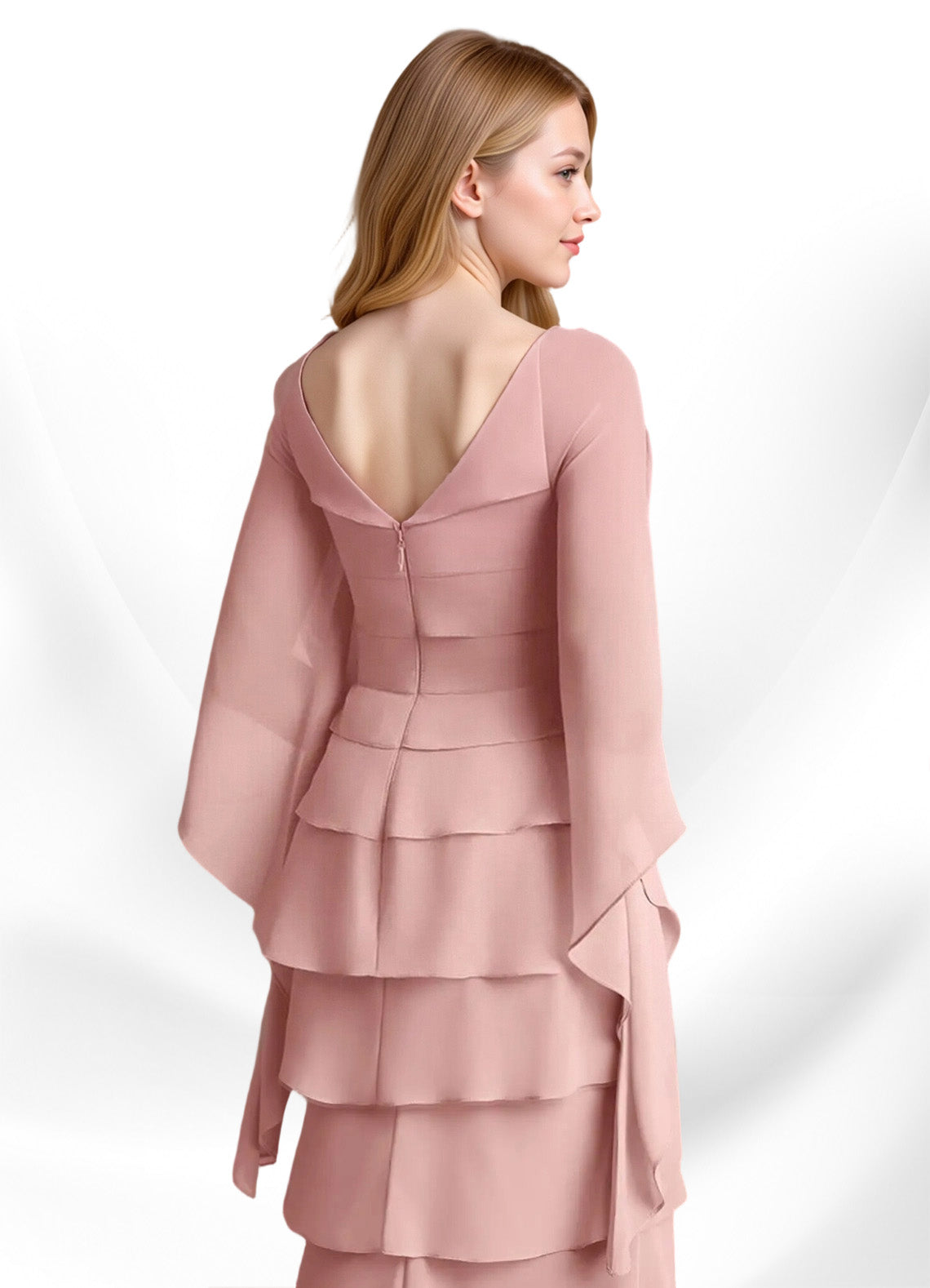 Augday Arabinda Sheath Ruched Chiffon Dress