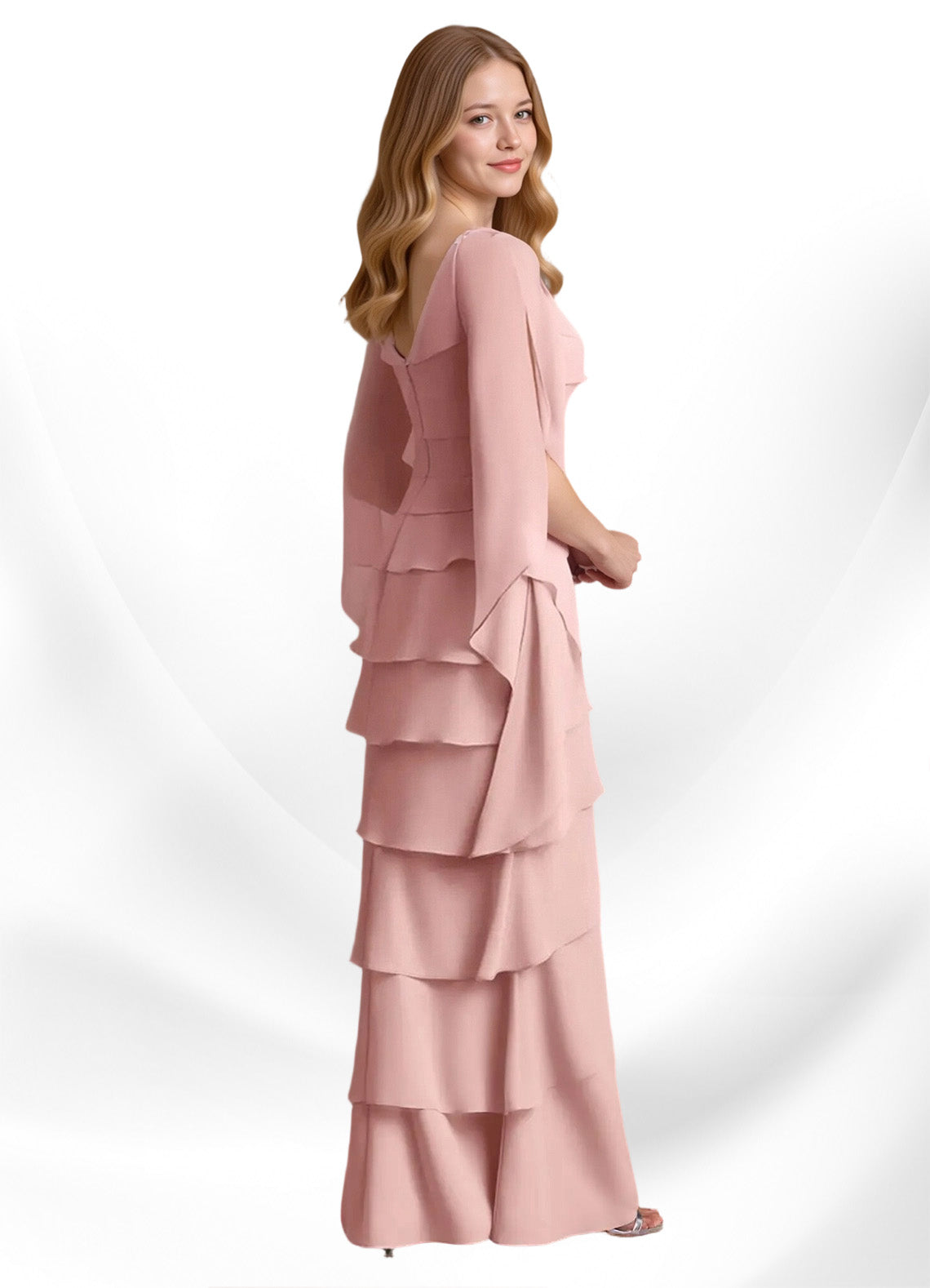 Augday Arabinda Sheath Ruched Chiffon Dress