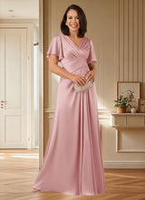 Augday Emmeline A-Line Pleated Stretch Satin Dress