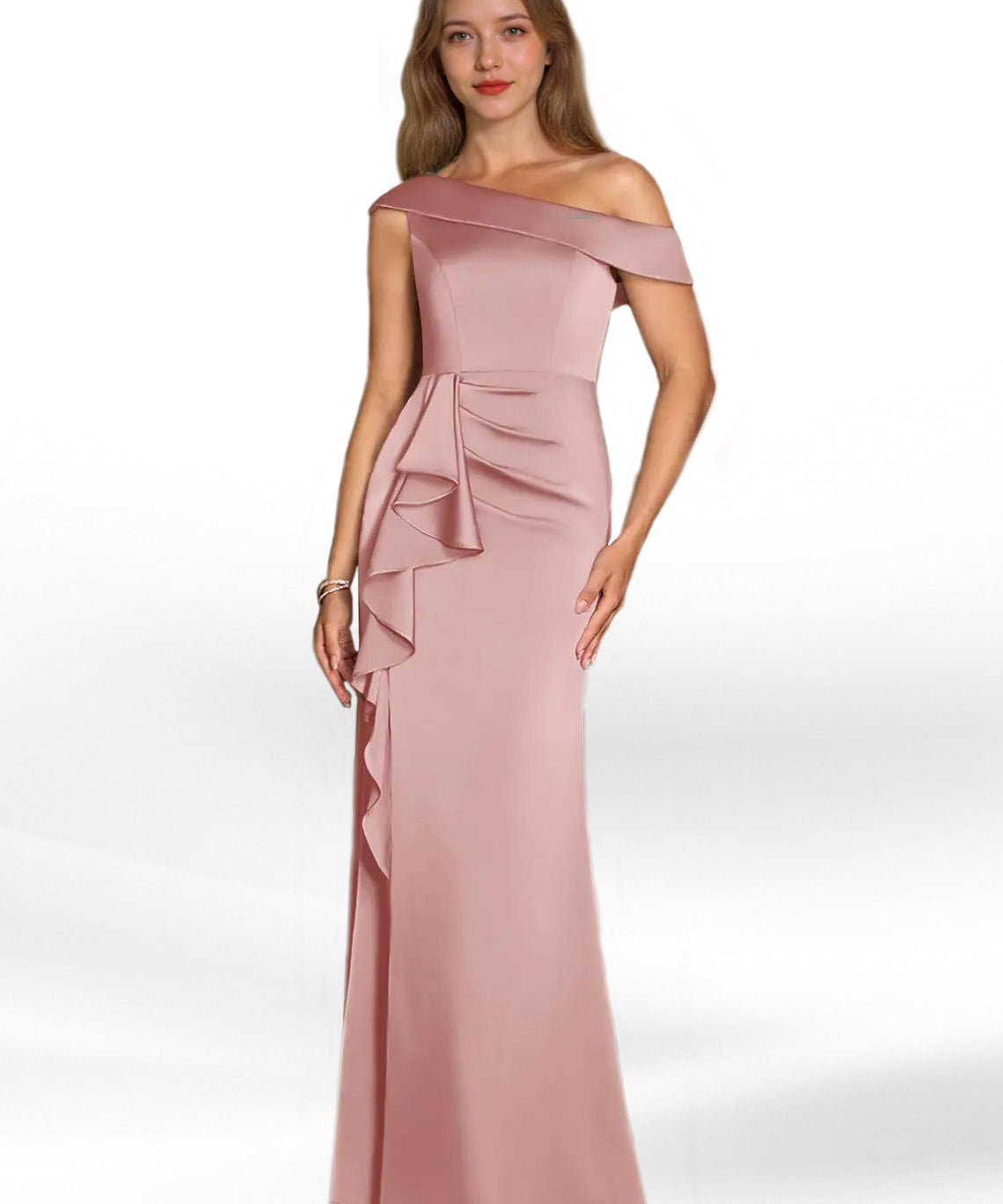 Augday Hamptons A-Line Pleated Stretch Satin Dress