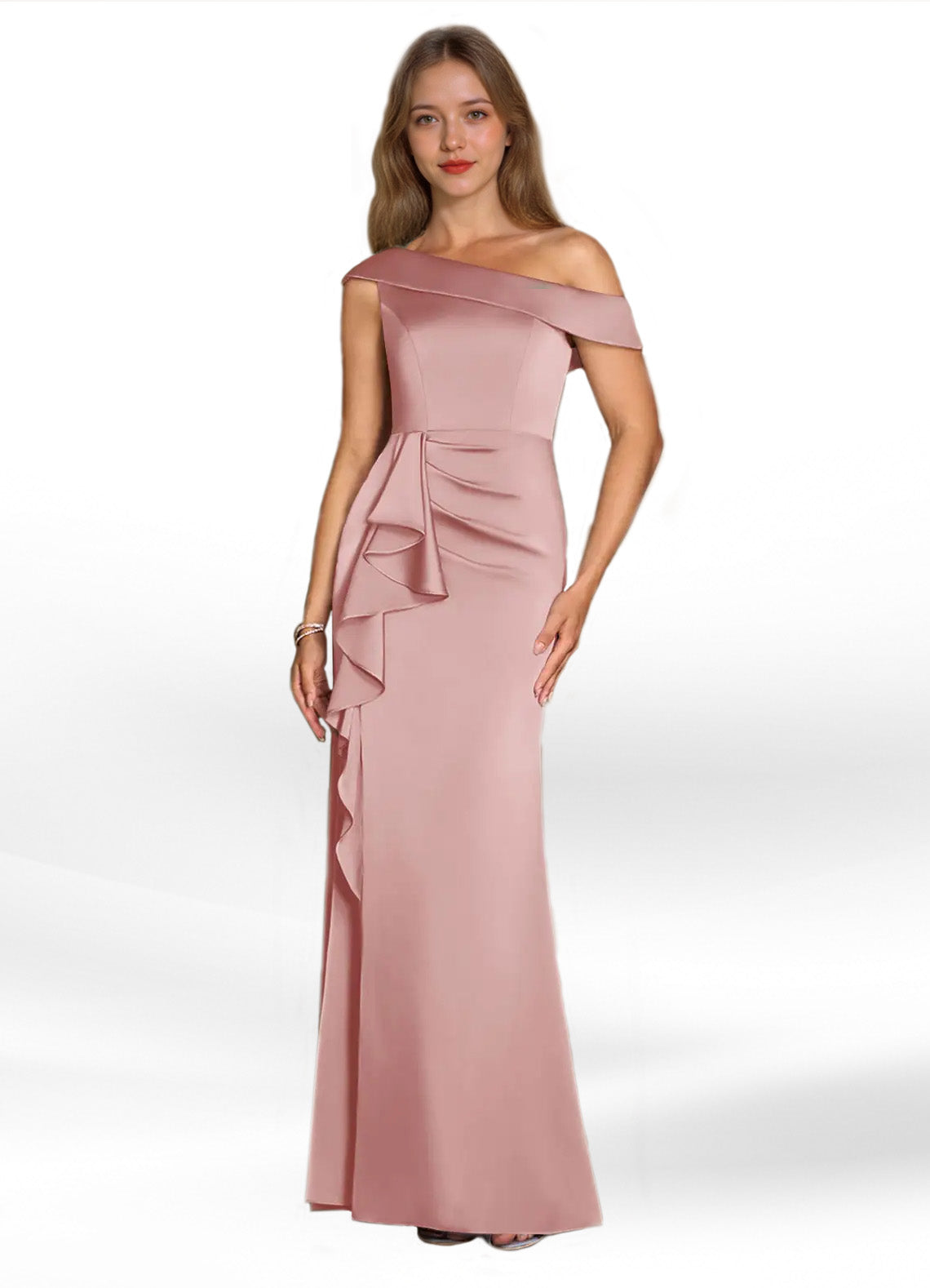 Augday Hamptons A-Line Pleated Stretch Satin Dress