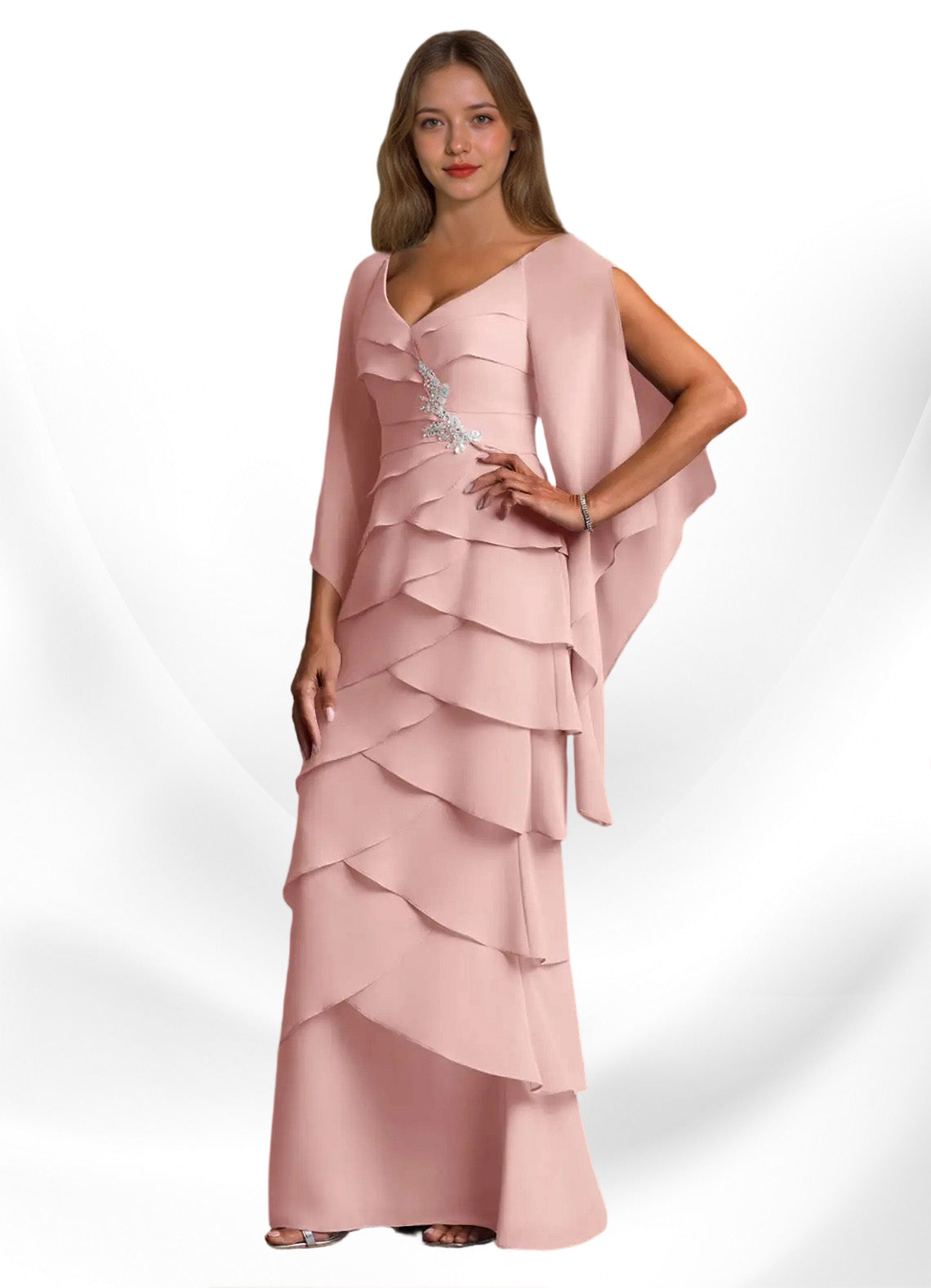 Augday Arabinda Sheath Ruched Chiffon Dress