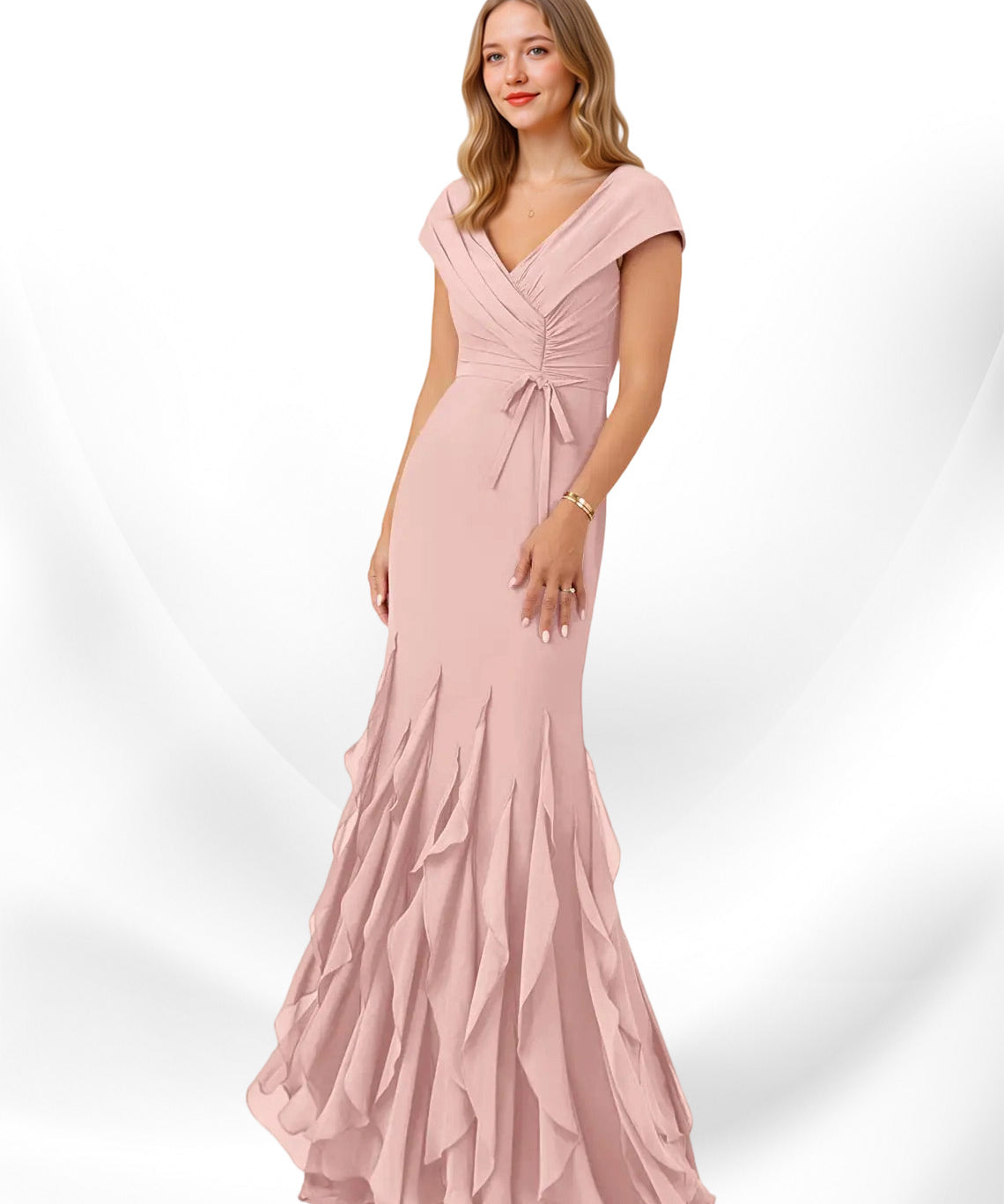 Augday Bailora Mermaid Ruched Chiffon Dress