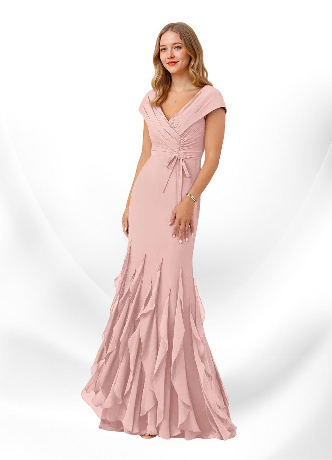 Augday Bailora Mermaid Ruched Chiffon Dress