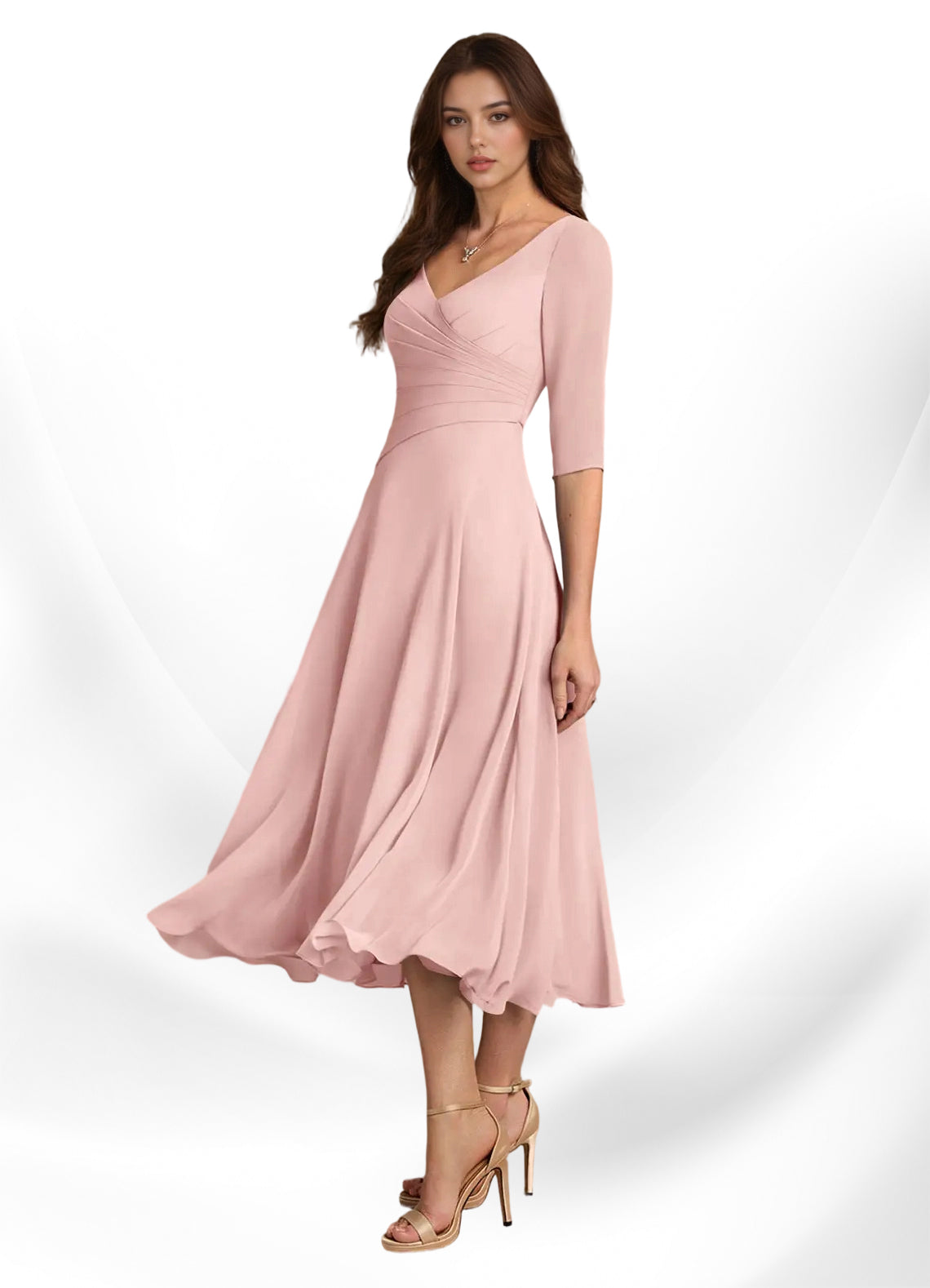 Augay Durant A-Line Pleated Chiffon Dress
