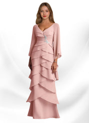 Augday Arabinda Sheath Ruched Chiffon Dress