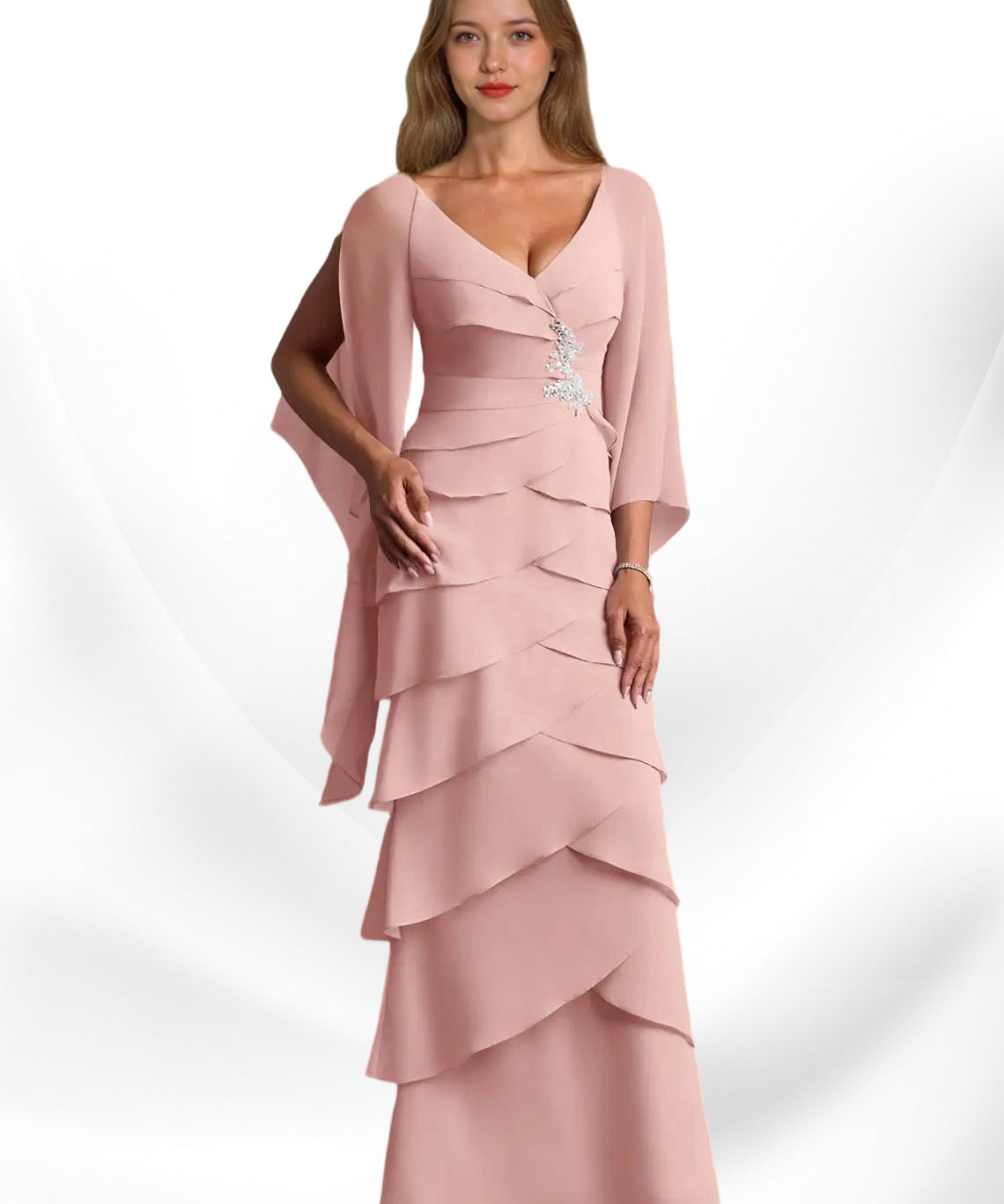 Augday Arabinda Sheath Ruched Chiffon Dress